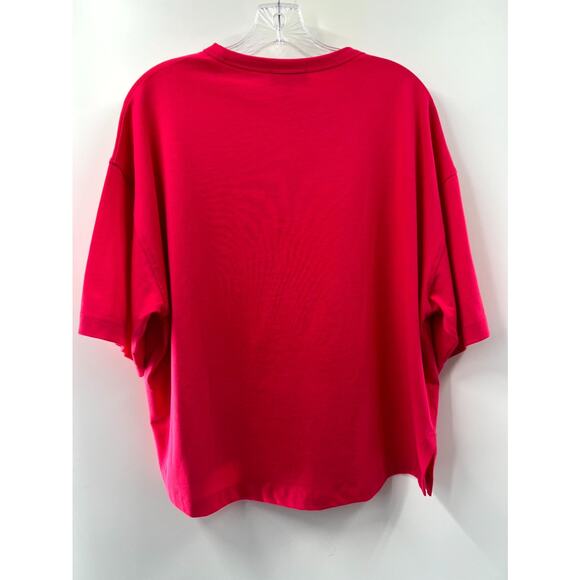 COS Womens Hot Pink Solid Cotton Knit Crew Neck Short Sleeve T-Shirt Size Small - Picture 2 of 8